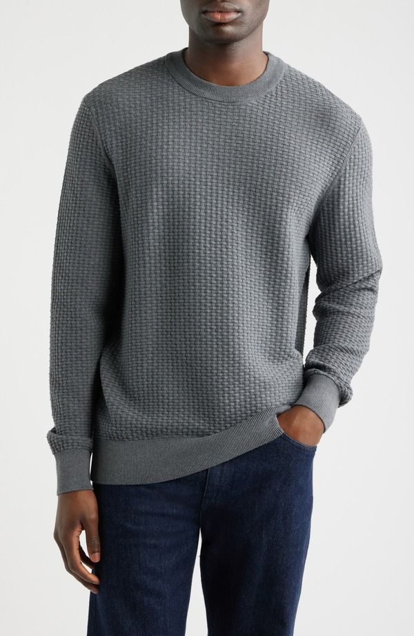ボス メンズ アウター パーカー・スウェット セーター BOSS Imberto Textured Sweater Silver シルバー