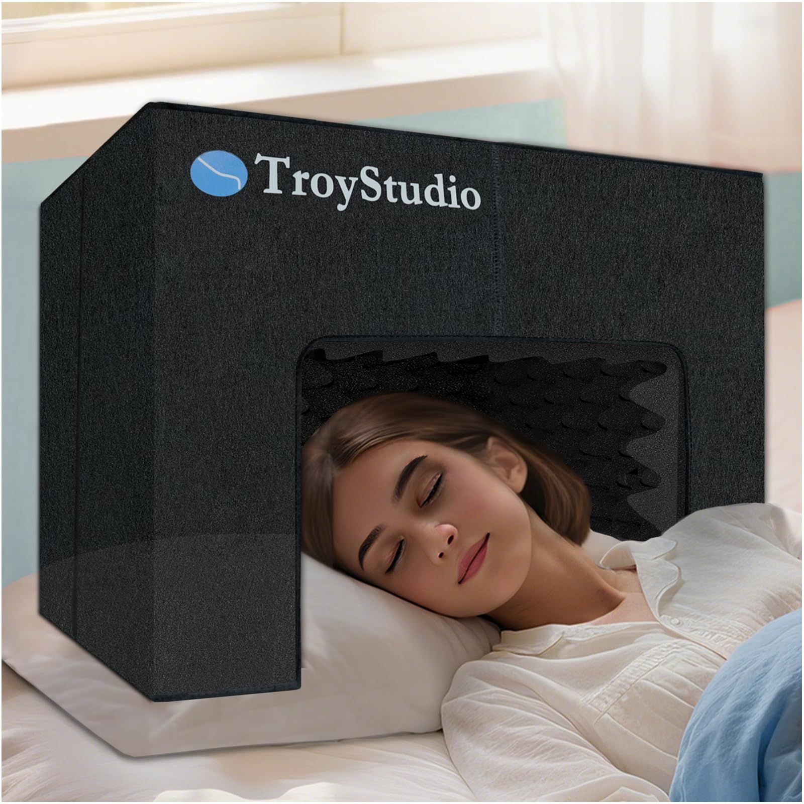 新品 TroyStudio 防音ベッドテント、60 x 40 x 40 cm 吸音材遮光ドーム、ポータブルエアコン草案ブロッカー、快眠ドーム、防音スリーピングカバー、夜勤者 敏感な睡眠者 いびきパートナー向け