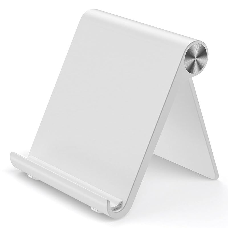 VOVIGGOL Cell Phone Stand Holder Adjustable Desktop Phone Stand Desk Foldable Phone Cradle Dock Mobile Stand for iPhone iPad Tablet 4-7.9 inch Smartphone White 1