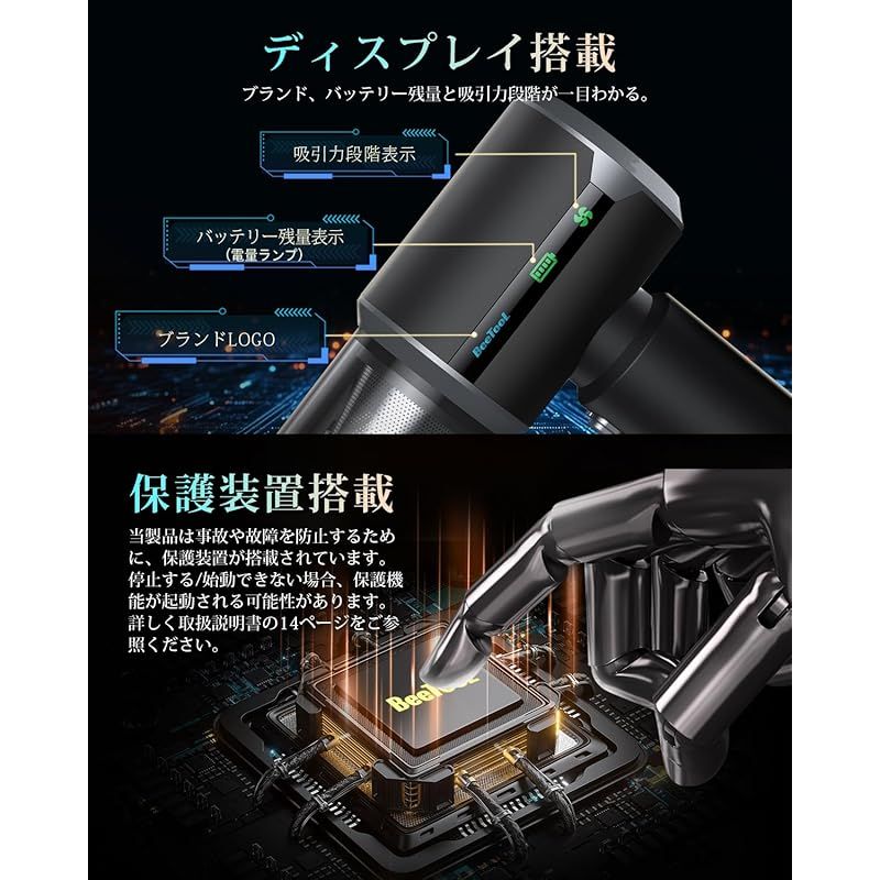 BeeTool ハンディクリーナー 多機能 【3種吸引モードディスプレイ搭載