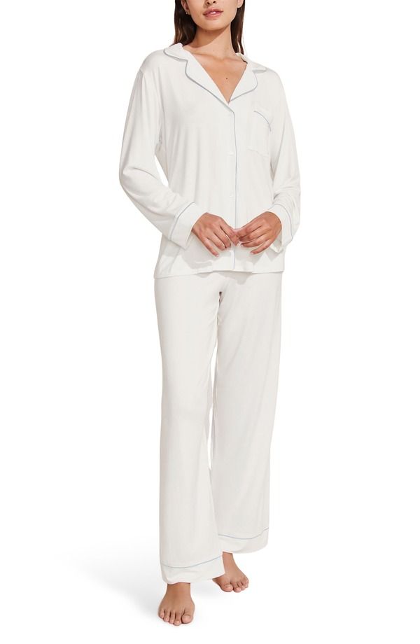 エバージェイ レディース アンダーウェア ナイトウェア Eberjey Gisele Long Pajamas Pure IvoryNavy アイボリー