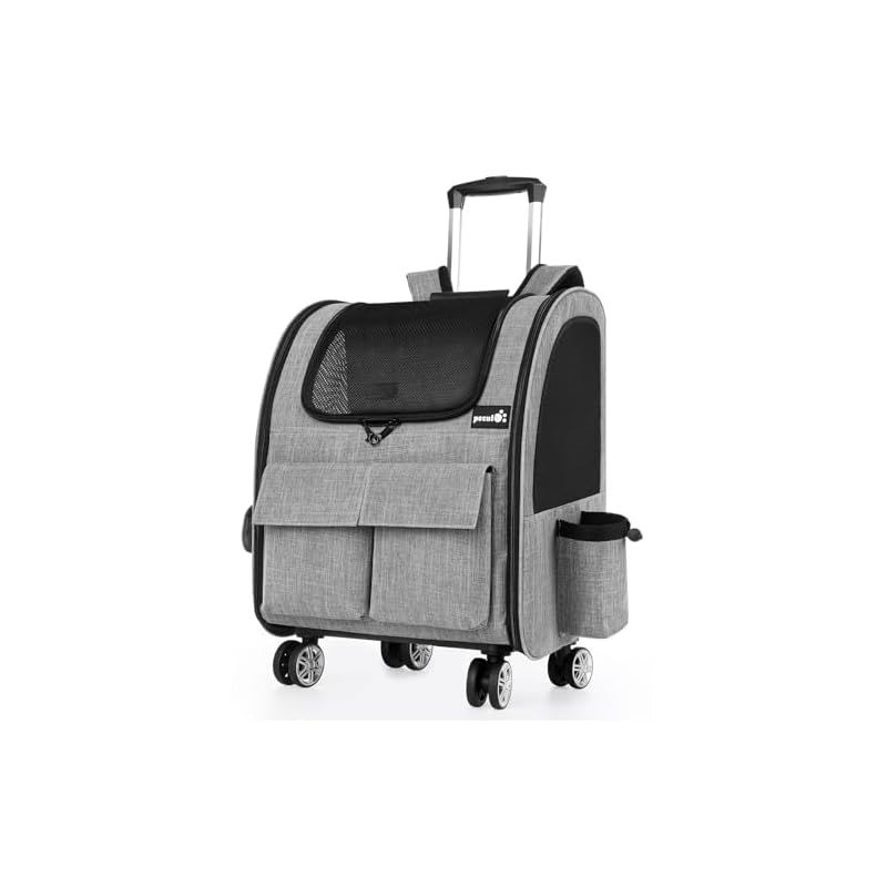 Pecute ペットキャリー リュック ペットキャリー キャスター付き 猫 猫用 キャリー カート 3 WAY 犬 小型犬 ペットキャリーケース 折り畳み 取り外し可能な車輪 ドライブ 旅行 通院 防災 避難用 キャリー 0