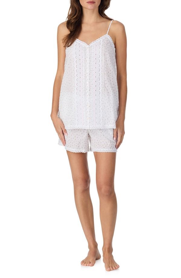 エイレーンウェスト レディース アンダーウェア ナイトウェア コットン Eileen West Eyeletrim Cotton Short Pajamas Rose Bud