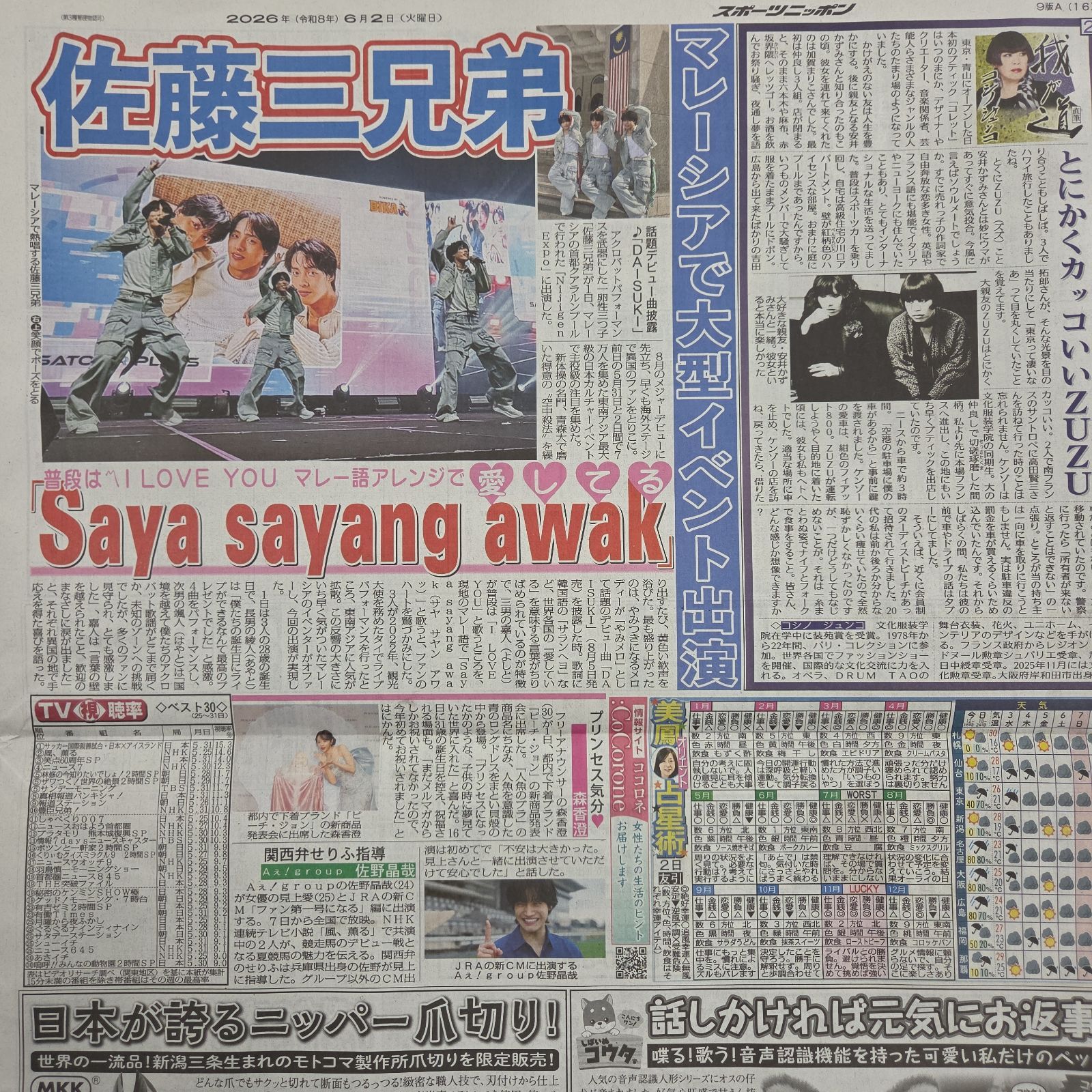 匿名配送！送料込み！ 6月2日 朝刊 スポーツ紙全5社 - メルカリ