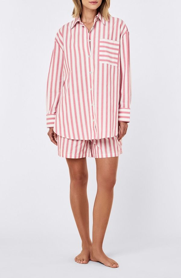 パピネール レディース アンダーウェア ナイトウェア Papinelle Stripe Short Pajamas Raspberry ストライプ
