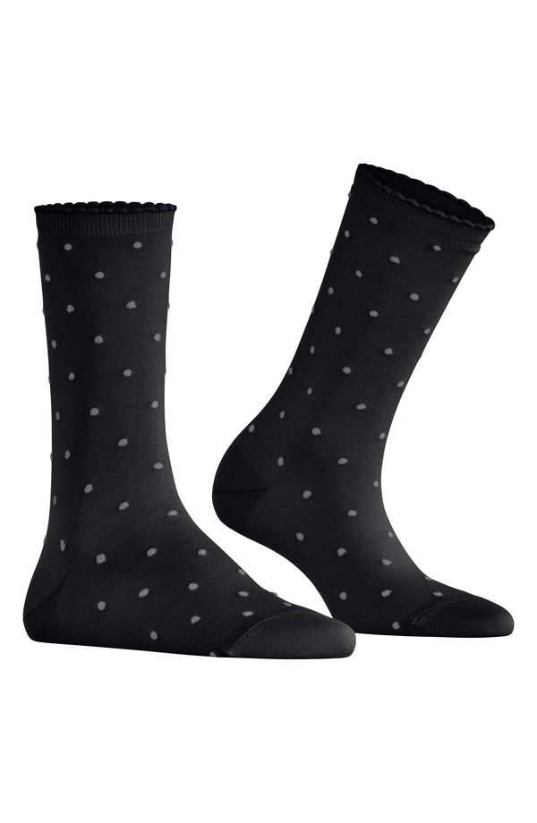 ファルケ レディース アンダーウェア 靴下 ドット柄 ドット Falke Spike Polka Dot Crew Socks Black ブラック