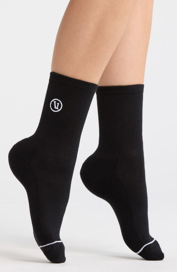 ビュオーリ レディース アンダーウェア 靴下 刺繍 ロゴ Vuori Logo Embroidered Quarter Socks Black ブラック