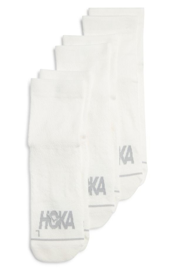 ホカオネオネ レディース アンダーウェア 靴下 HOKA 3Pack Running Quarter Socks White White White ホワイト