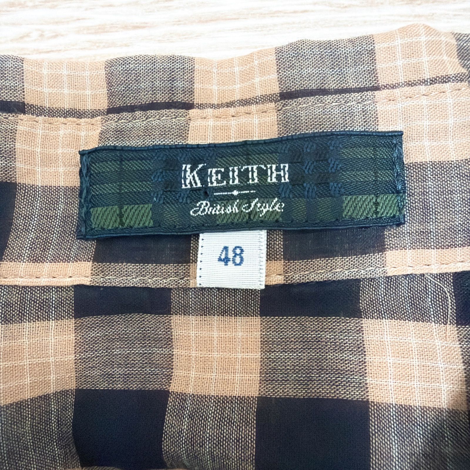 KEITH キース シャツ チェック ベージュ 黒 レディース 48 4XL相当 5L 