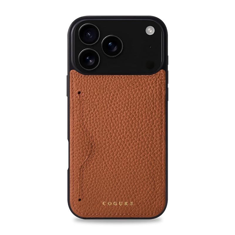 COGURE スマホケース 互換 iPhone17 ProMax ケース 本革 シュリンクカーフレザー カード入れ TPUケース シンプル おしゃれ 専用ボックス付き COPC1 キャラメル【Caramel】