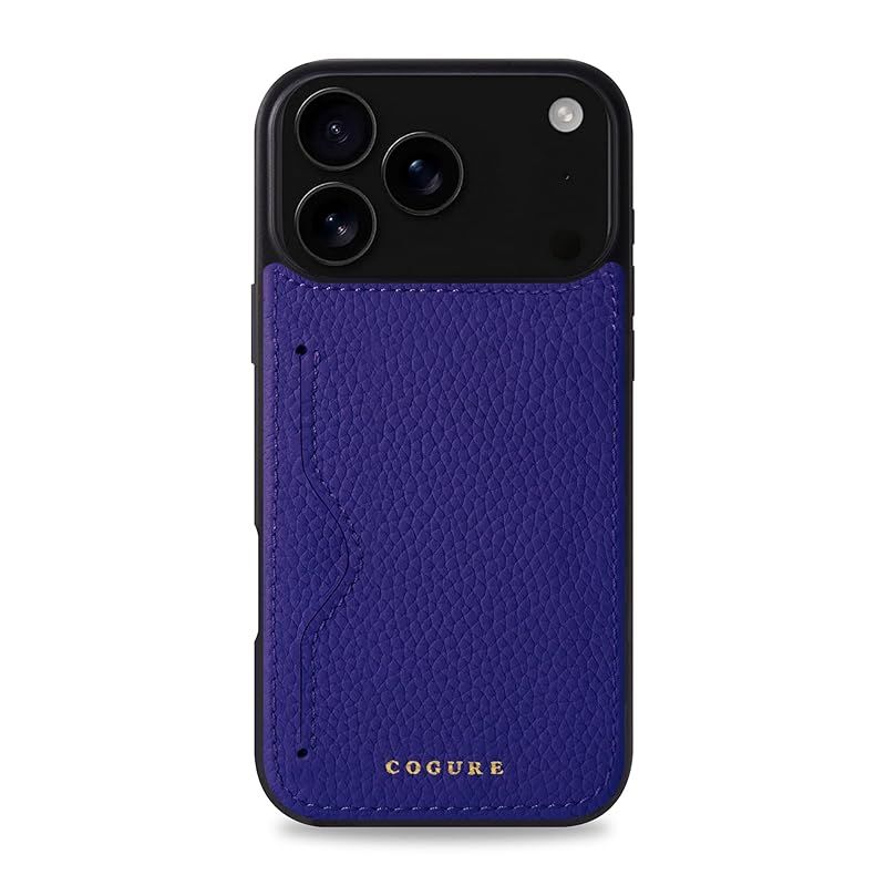 COGURE スマホケース 互換 iPhone17 ProMax ケース 本革 シュリンクカーフレザー カード入れ TPUケース シンプル おしゃれ 専用ボックス付き COPC1 ブルーロワイヤル【BlueRoyale】