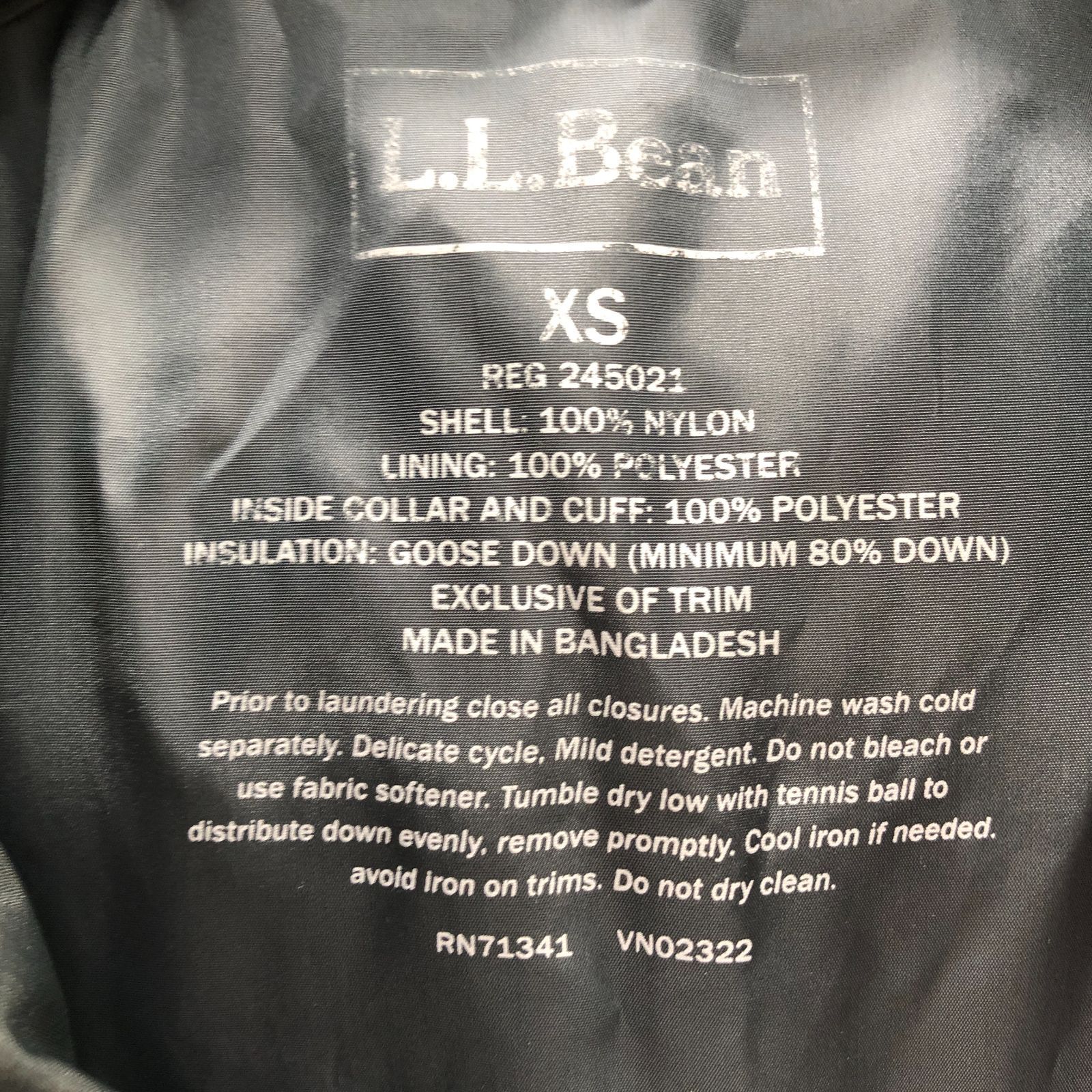 L.L.Bean メンズ ダウンジャケット XSサイズ ブラック エルエルビーン 
