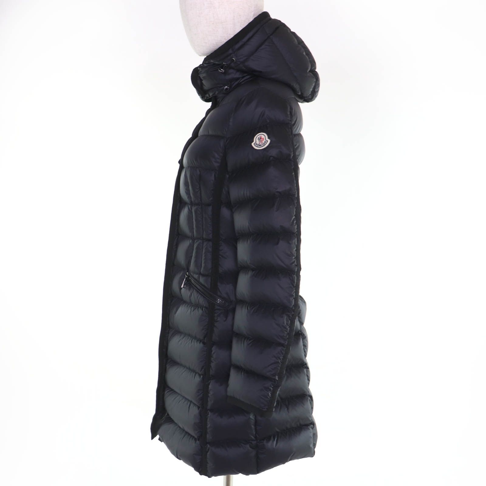 11942【美品・QR鑑定済】モンクレール　Aラインダウンコート　HERMINE 極美品☆MONCLER モンクレール HERMINE エルミンヌ ロゴワッペン