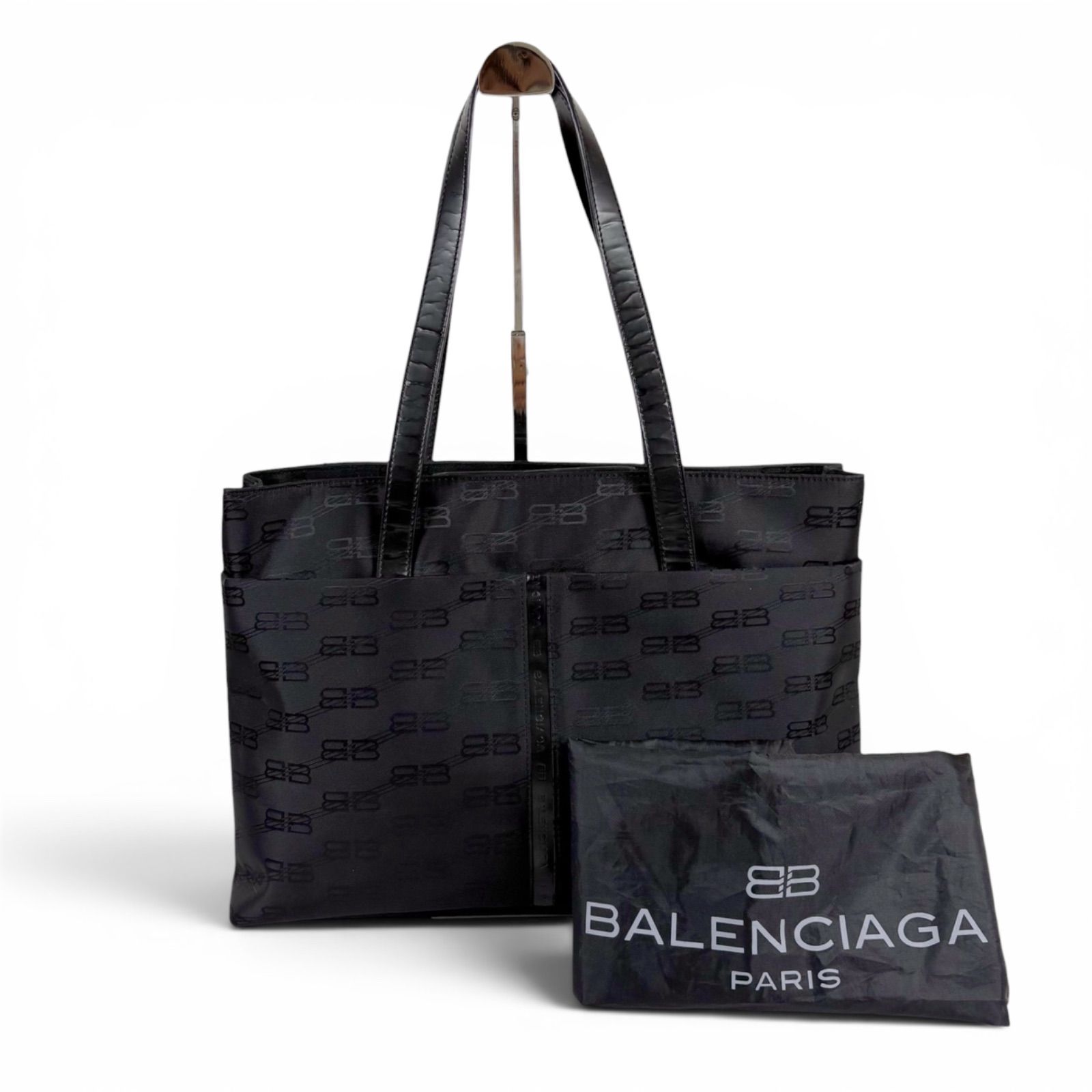 バレンシアガ ナイロン トートバッグ ボストン 黒 ロゴBB バレンシアガ BALENCIAGA BBロゴ トートバッグ ナイロンキャンバス