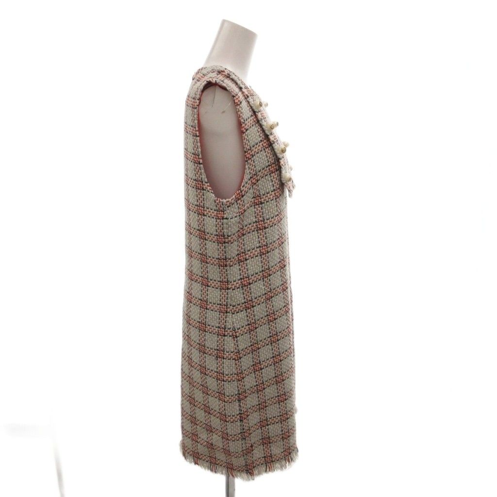 グッチ GUCCI ツイードGGパールワンピース ノースリーブ ひざ丈