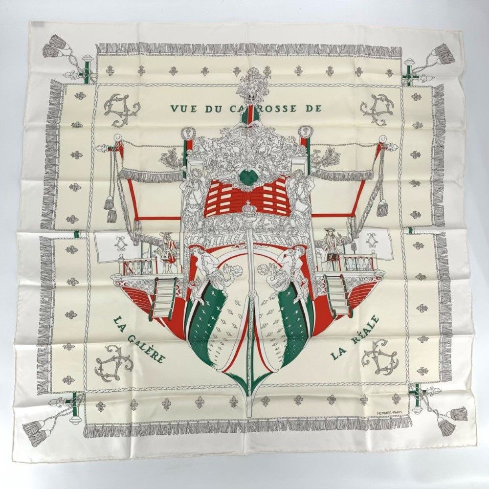 美品 HERMES エルメス カレ90 VUE DU CARROSSE DE LA GALERE LA REALE