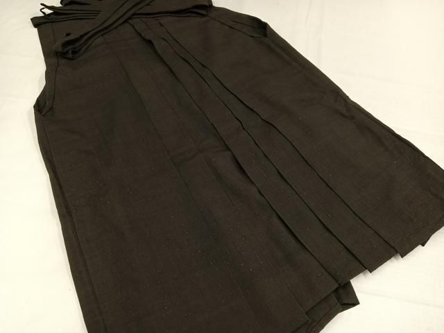 平和屋着物●男性　馬乗り袴　紬地　色無地　赤墨色　正絹　逸品　AABH3823ph