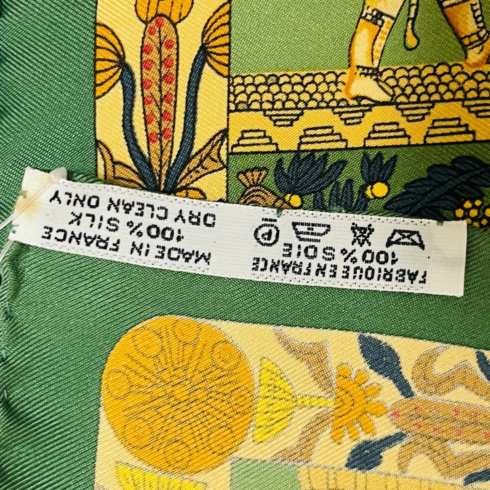 HERMES エルメス 塔門 TORANA カレ40 シルク 緑 レディース スカーフ