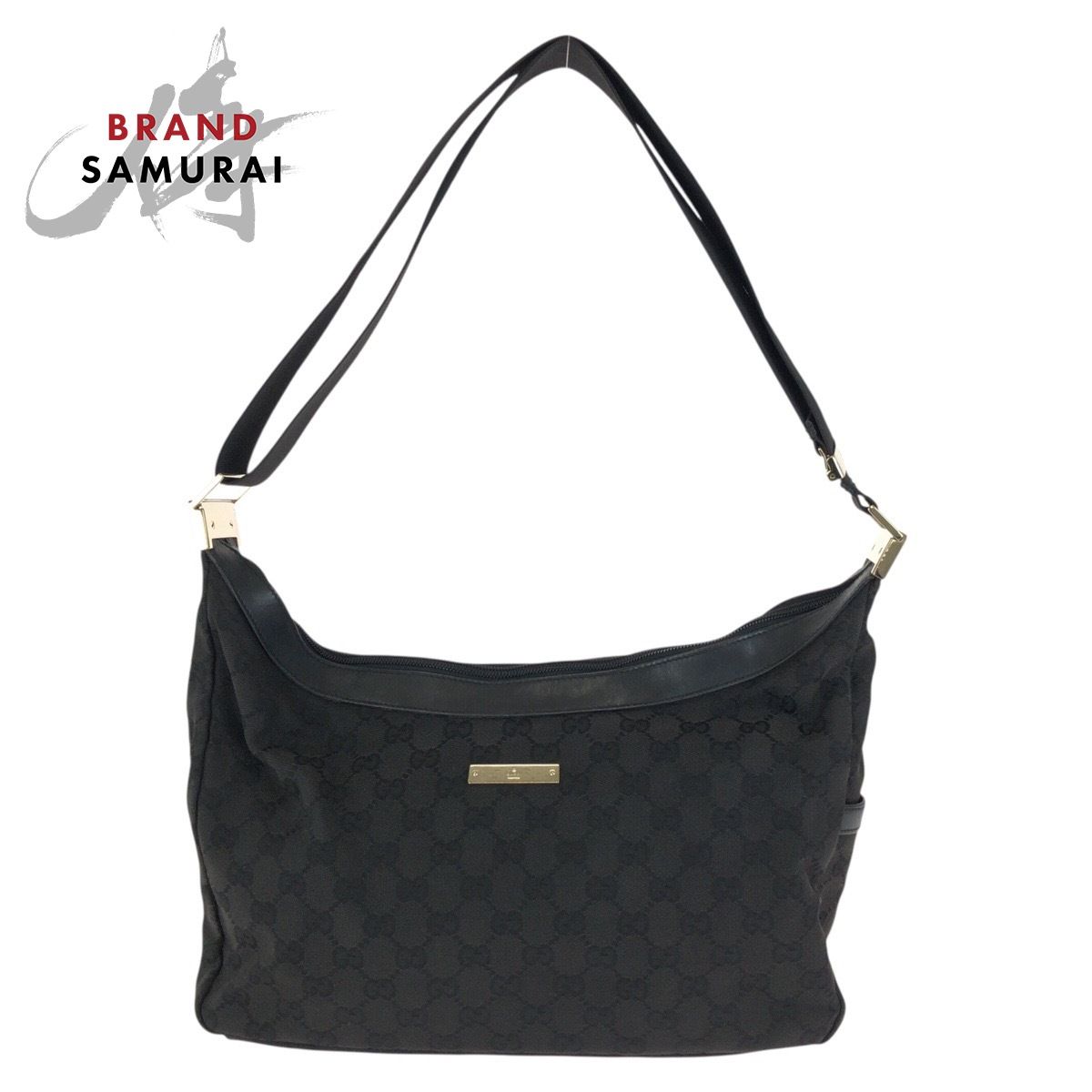 美品 GUCCI グッチ ブラック 黒 ゴールド金具 GGキャンバス/レザー 019