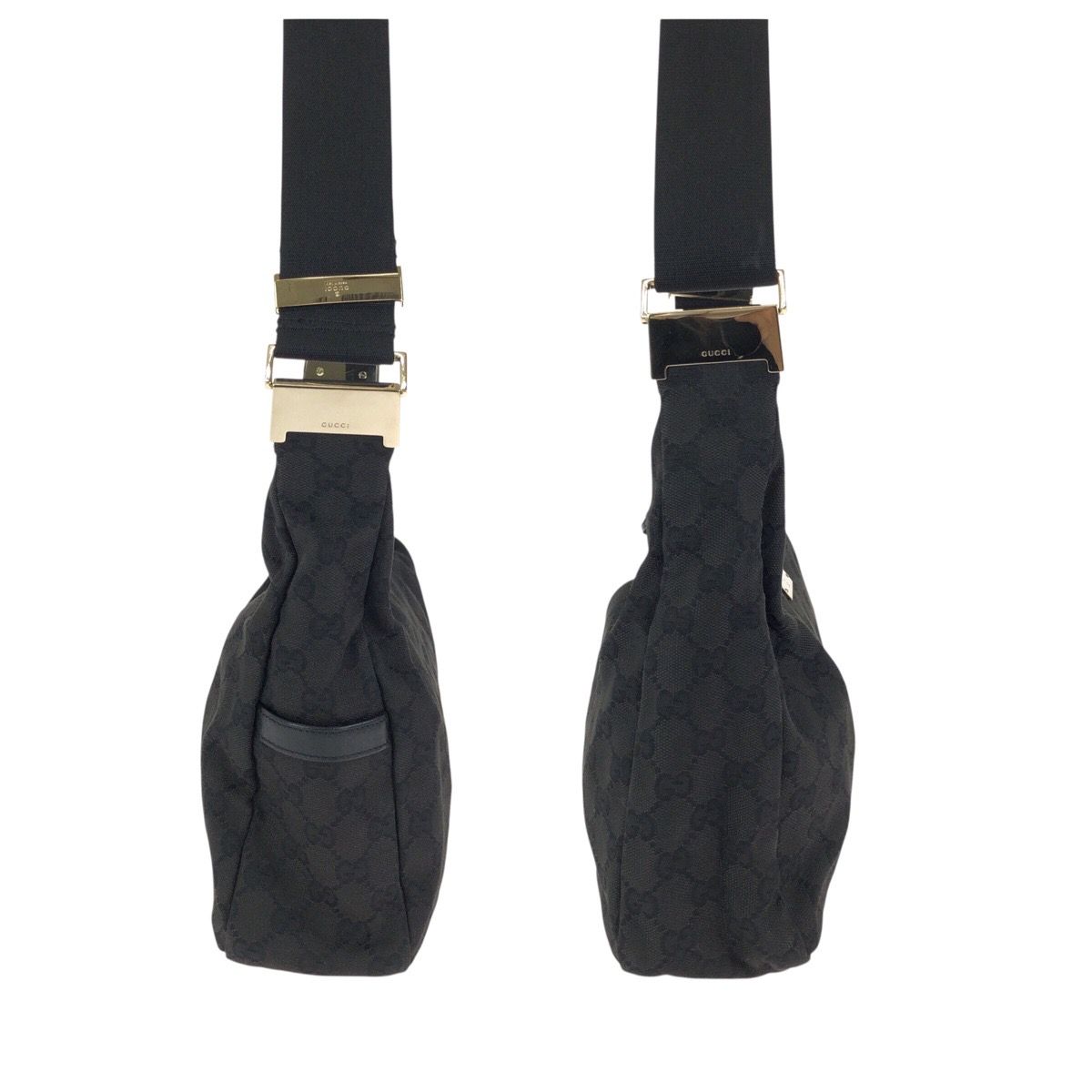 美品 GUCCI グッチ ブラック 黒 ゴールド金具 GGキャンバス/レザー 019 