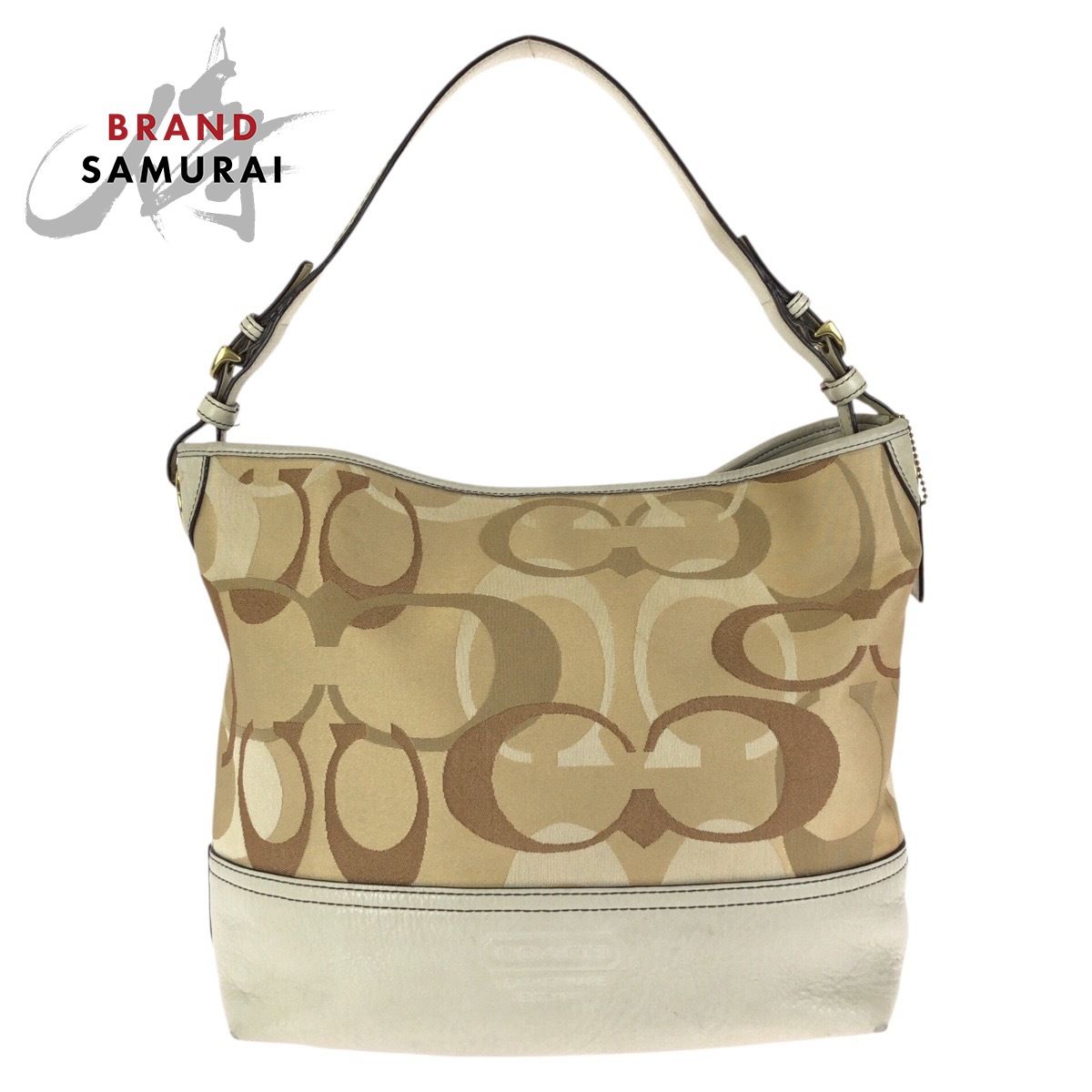 COACH コーチ シグネチャー ベージュ ゴールド金具 キャンバス/レザー 
