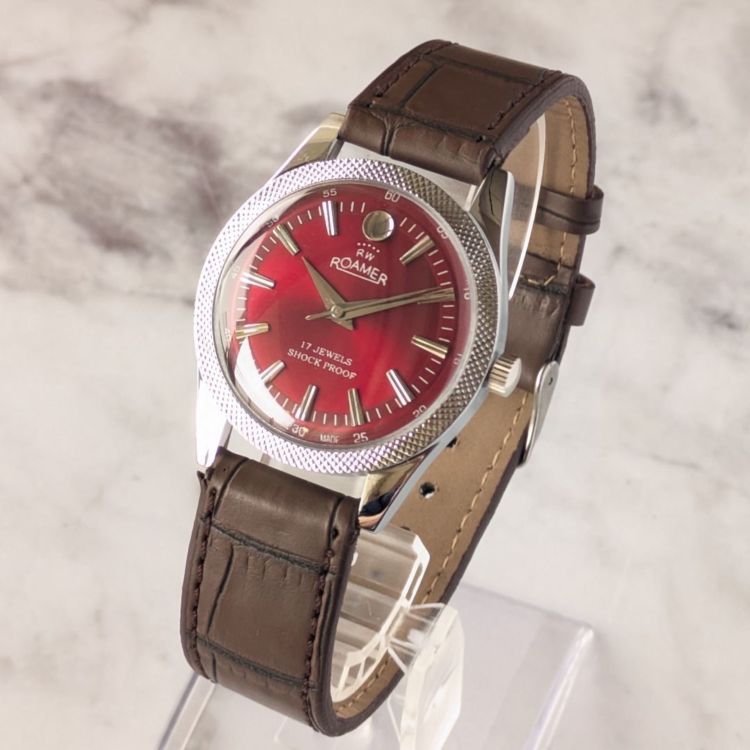 OH済 稼働品 ROAMER ローマー POPULAR 手巻き 70s ヴィンテージ 赤文字