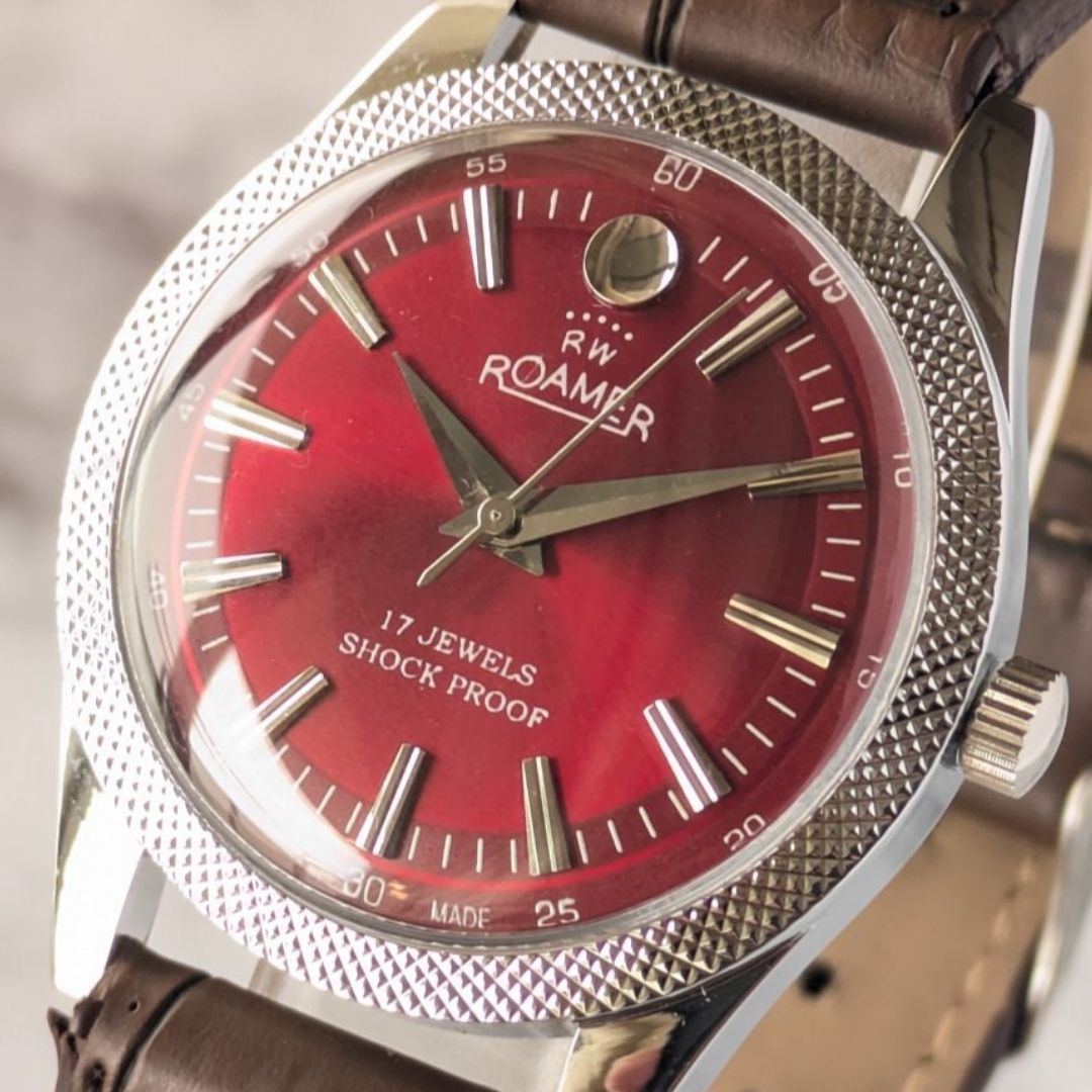 OH済 稼働品 ROAMER ローマー POPULAR 手巻き 70s ヴィンテージ 赤文字