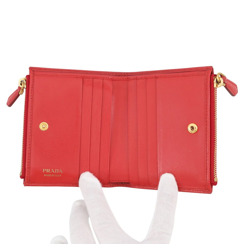 PRADA 財布ケース レッド PRADA（プラダ） サフィアーノ 二つ折り 財布
