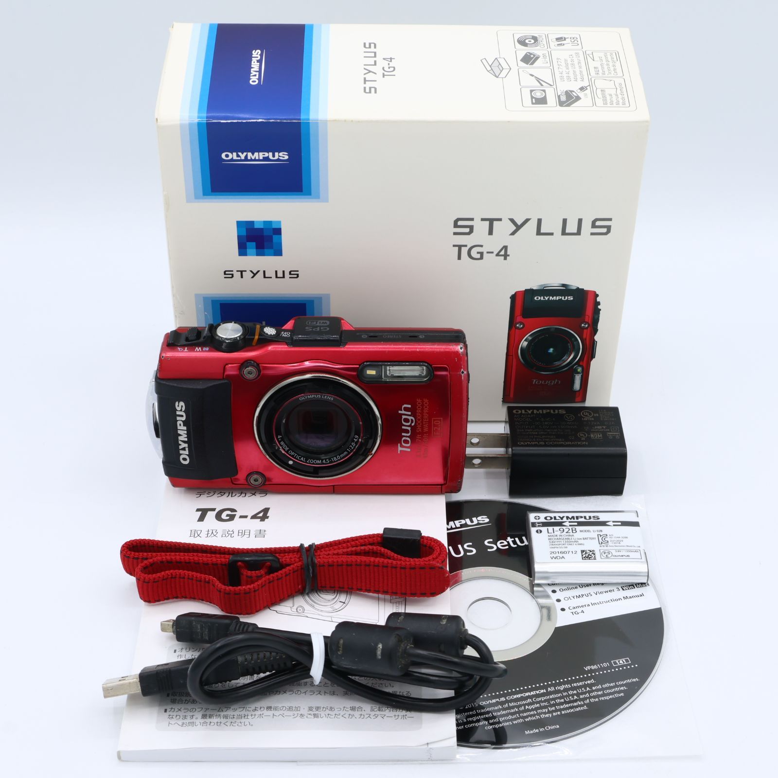 OLYMPUS オリンパス STYLUS TG-4 Tough レッド 1600万画素CMOS F2.0 15m 防水 100kgf耐荷重 内蔵Wi-Fi TG-4 RED #260521_BHG374655