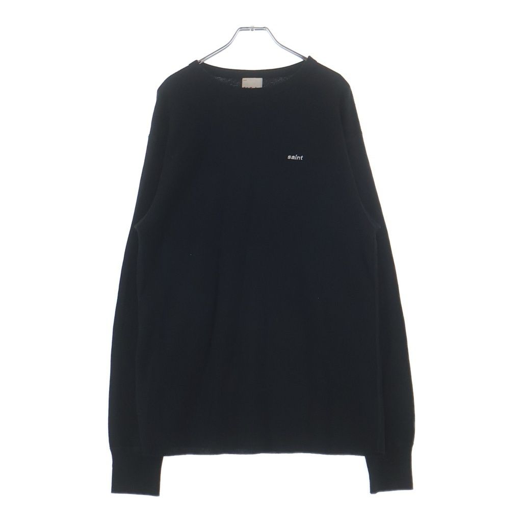 Saint Michael 長袖カットソー ブラック SAINT MICHAEL (セントマイケル) 25SS LS THARMAL TEE ロゴエンブロイ