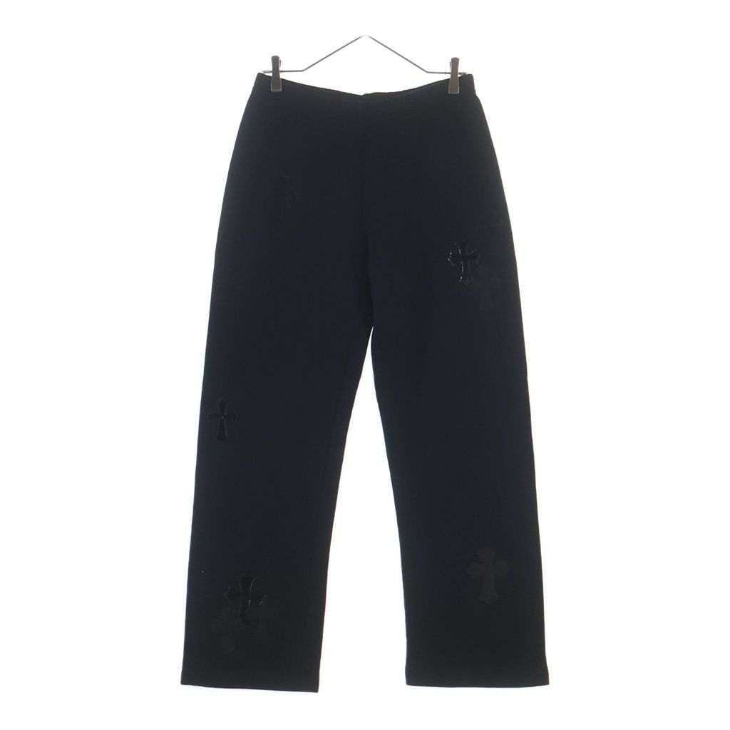 CHROME HEARTS (クロムハーツ) Y NOT クロスパッチ付きスウェットロングパンツ ブラック