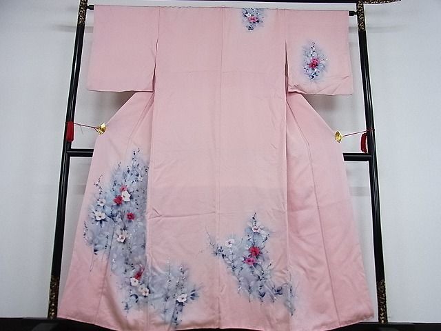 MR-03266 訪問着 手描き 枝花文 暈し染め 着丈153.5cm 裄丈63cm 正絹