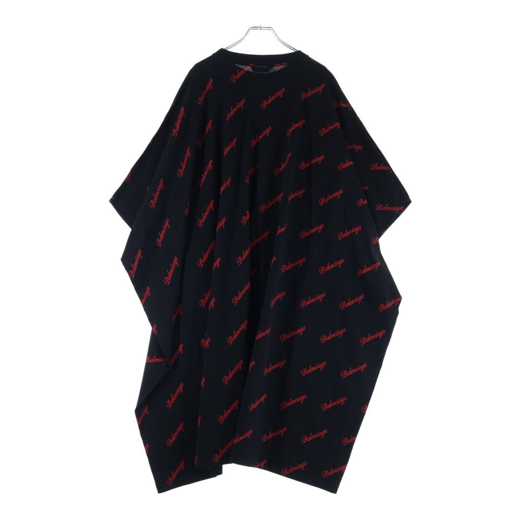 BALENCIAGA ロゴプリント 半袖ワンピース XS ブラック BALENCIAGA (バレンシアガ) ロゴビックシルエットシャツワンピース
