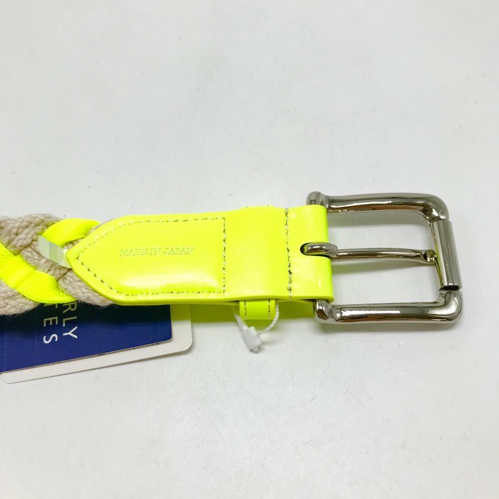 新品】パーリーゲイツ 編み込みベルト 蛍光イエロー×ベージュ 日本製