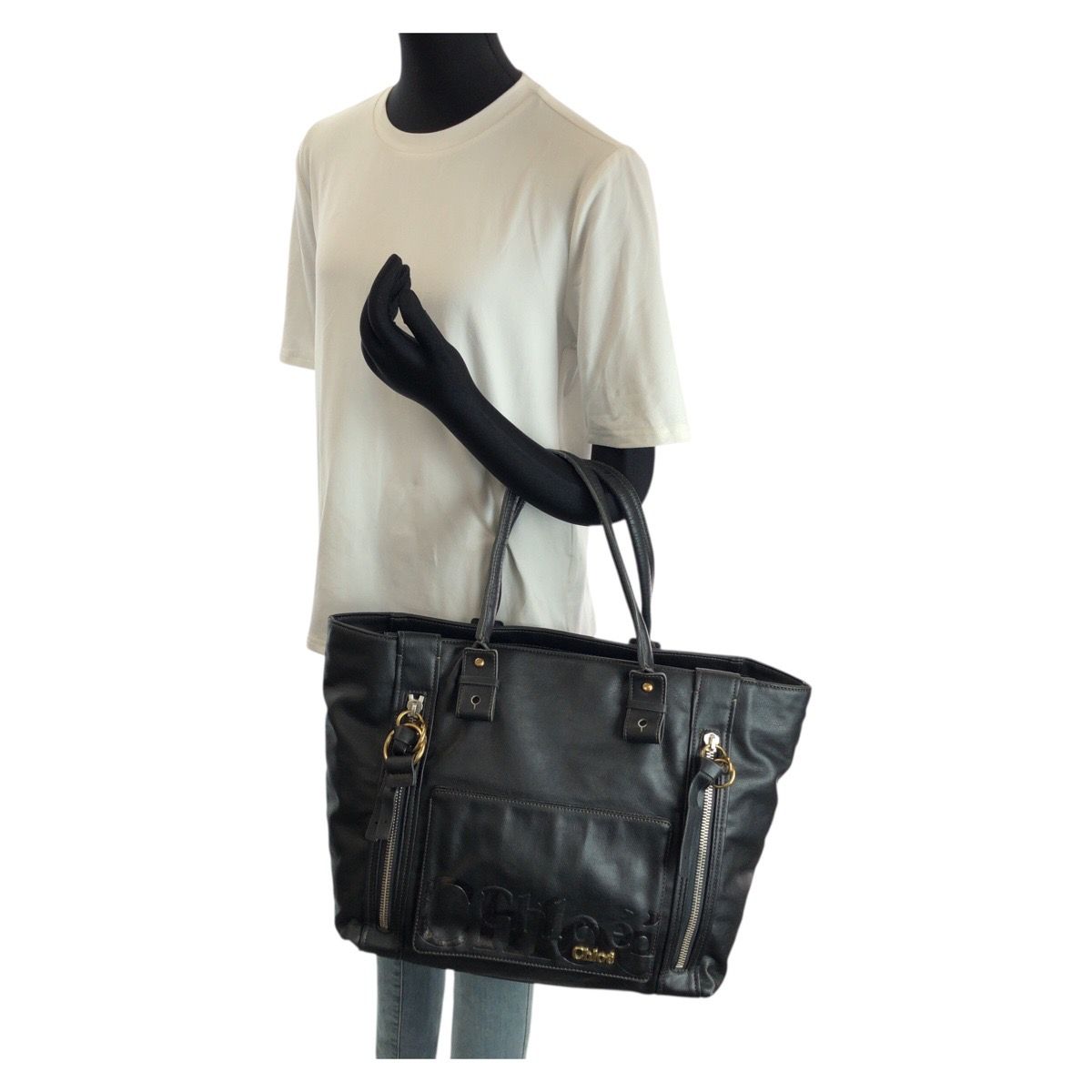 Chloe クロエ エクリプス ブラック 黒 ゴールド金具 レザー 01-09-51 