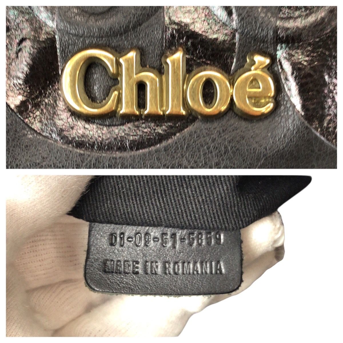 Chloe クロエ エクリプス ブラック 黒 ゴールド金具 レザー 01-09-51 