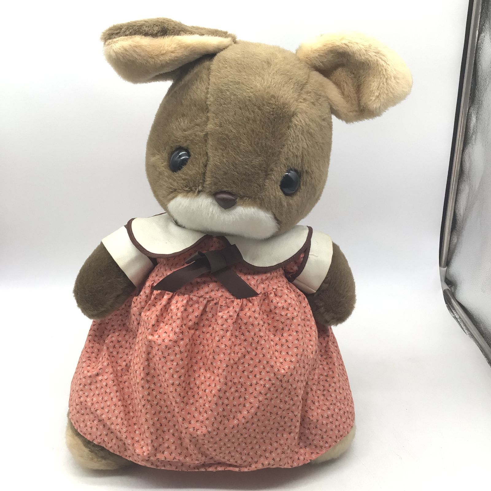 0601-02☆特大 昭和レトロ ウサギ ぬいぐるみ ファンシー カントリー風