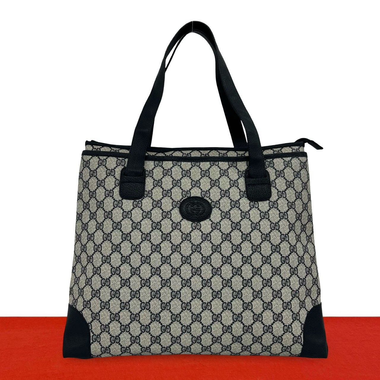 極 美品 GUCCI グッチ オールドグッチ ヴィンテージ GG ロゴ レザー 本