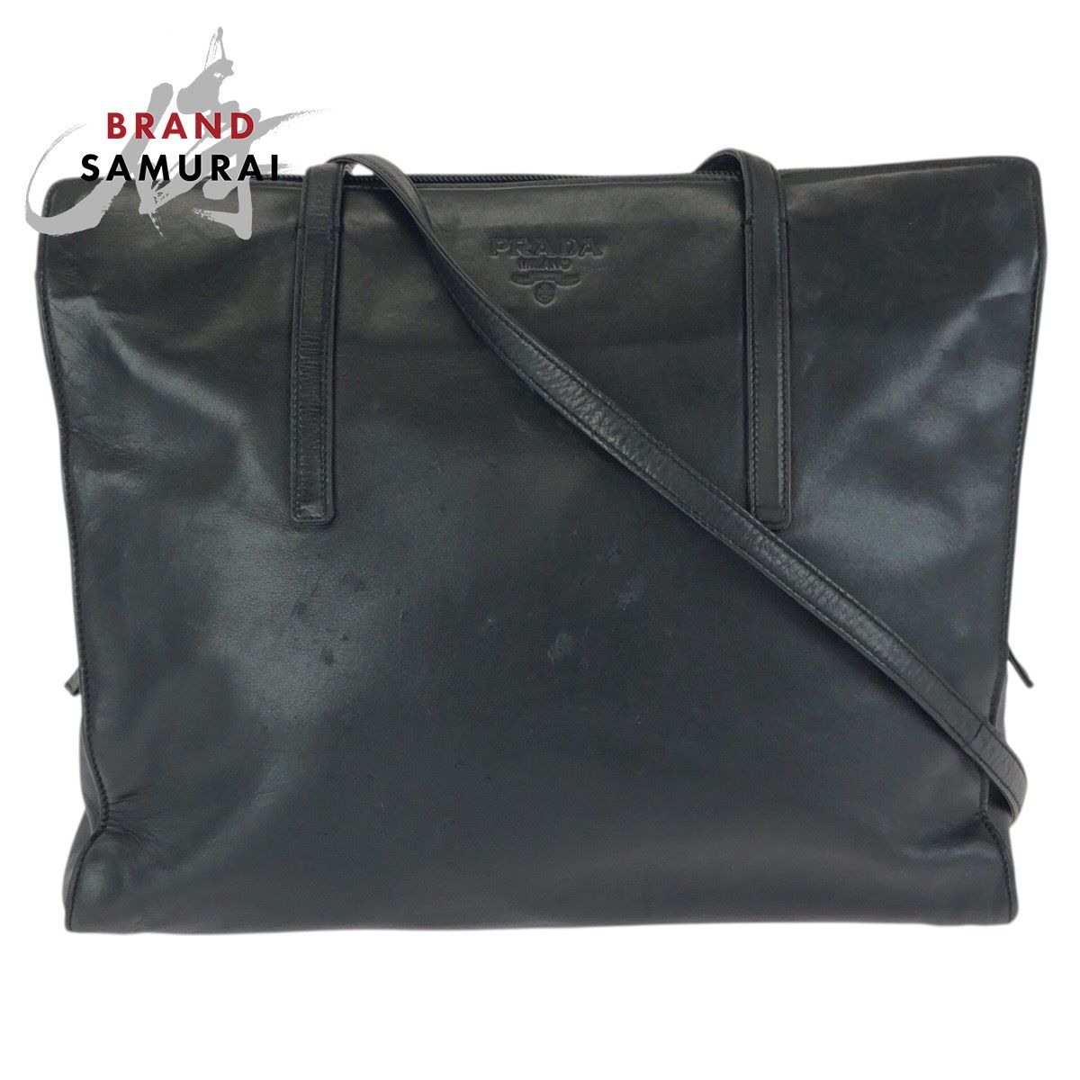 PRADA プラダ ブラック 黒 シルバー金具 レザー ショルダーバッグ