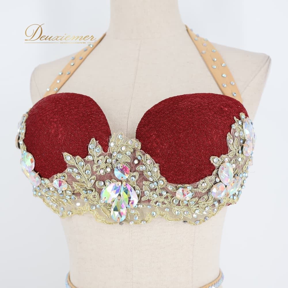 ベリーダンス 衣装 sufel boutique 上下セット オリエンタル レッド系