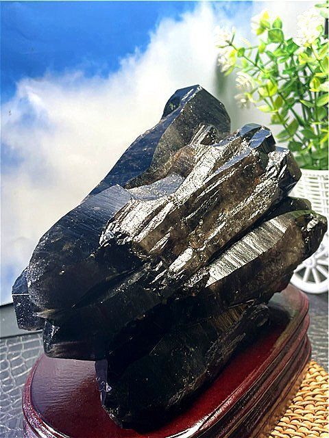 2725g AAA級【魔除け】◇天然モリオン(黒水晶）クラスターB91C6