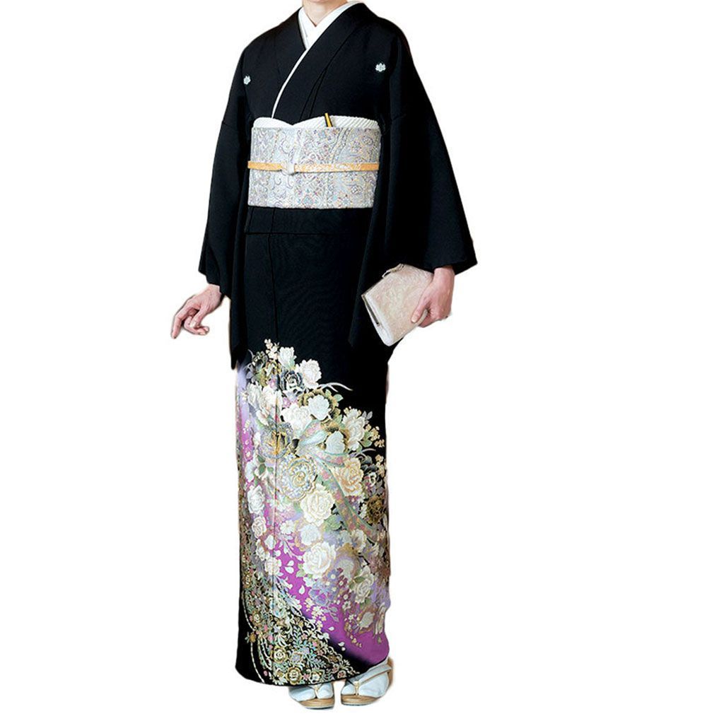 礼装用　黒留袖　関芳謹製「ことほぎ」 薔薇　着物単品　【結婚式、披露宴などの祝い事に】旧レンタル商品