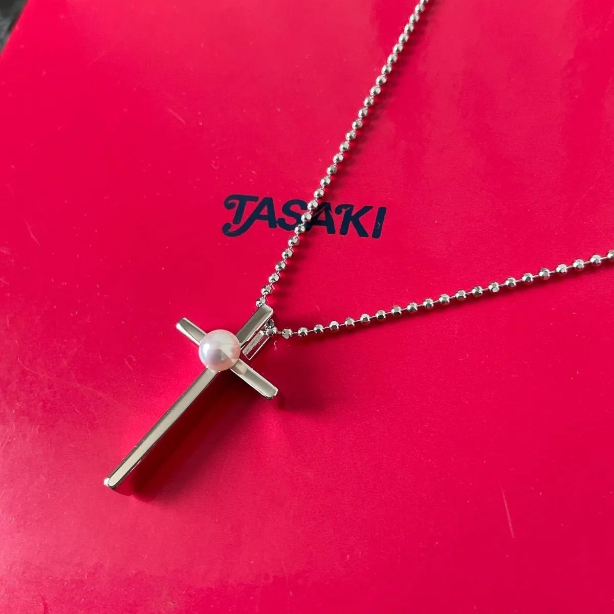 田崎 TASAKI パール シルバー　クロス　ネックレス TASAKI 田崎真珠 パール クロス ネックレス シルバー - メルカリ