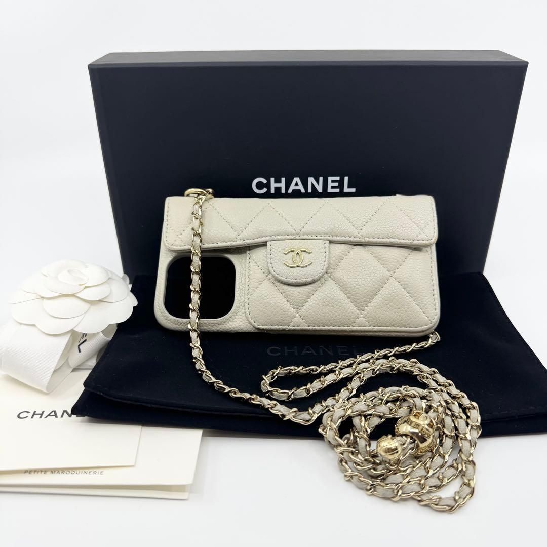 美品】CHANEL iPhone 15PRO MAX ケース キャビアスキン - メルカリ