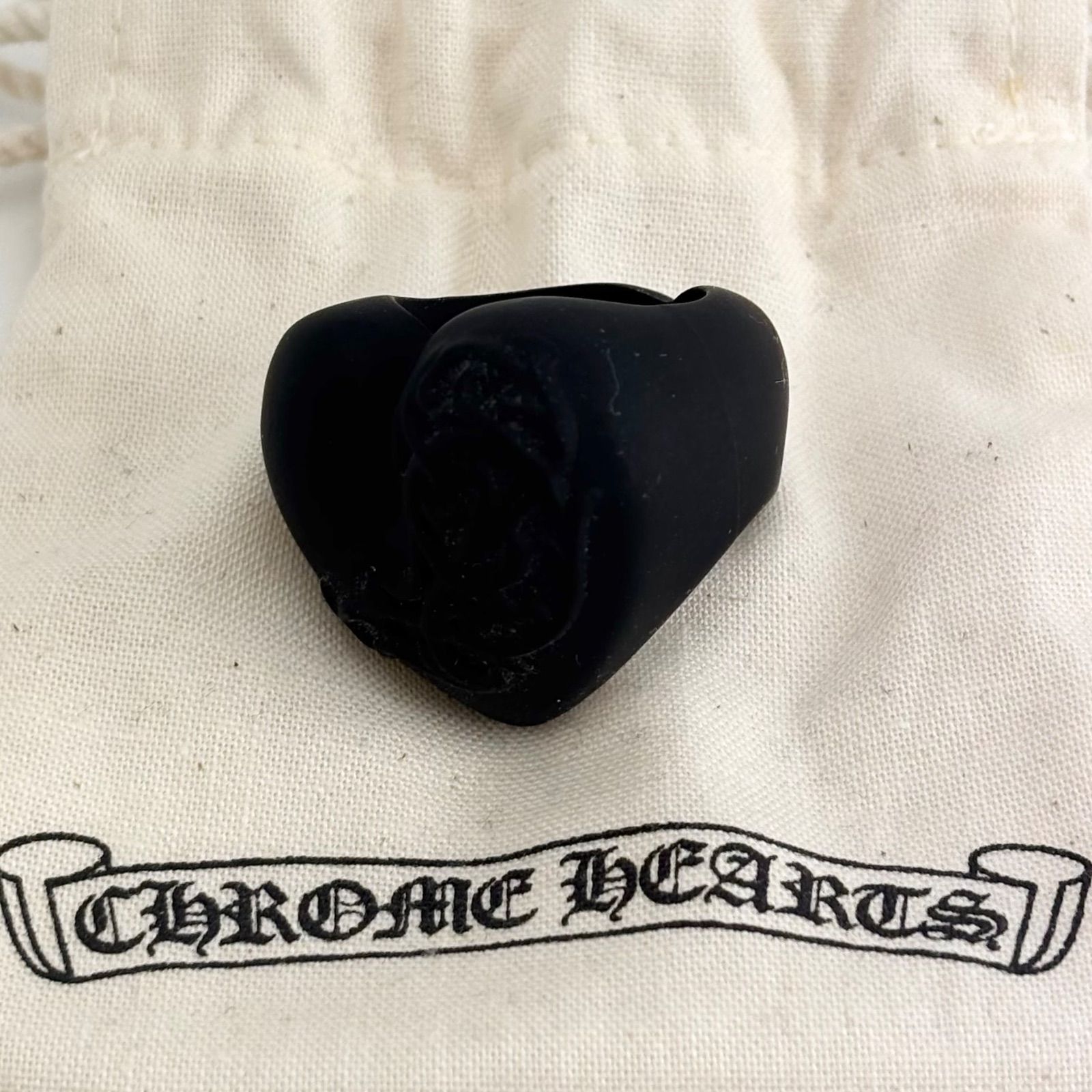 美品 CHROME HEARTS ラバーリング ハート ブラック クロムハーツ 指輪 