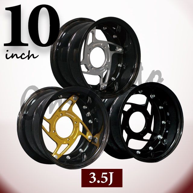 KEPSPEED モンキー用【ブラックアルマイト】10インチ3.5Jワイドホイール1本 (スポーク付き) 各種
