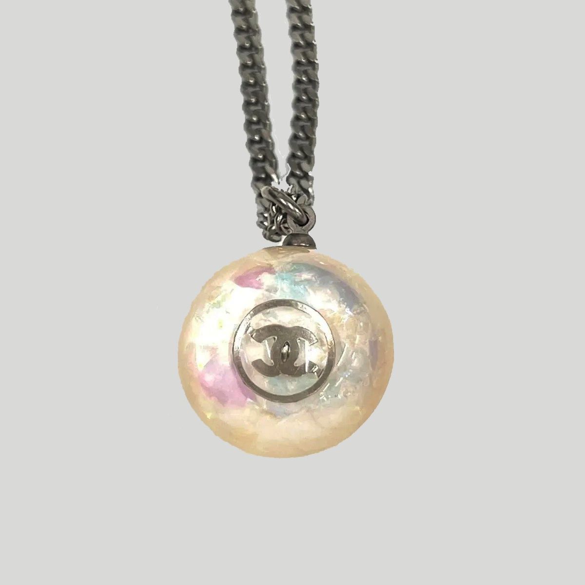 CHANEL シャネル ネックレス ココマーク シルバー オフホワイト 