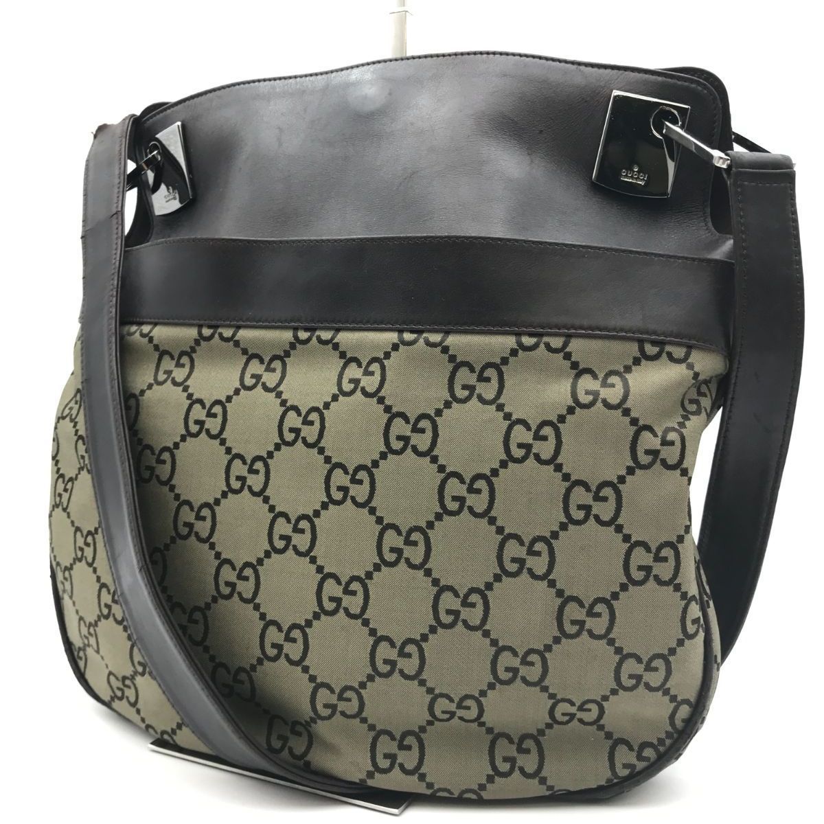 GUCCI グッチ ショルダーバッグ ワンショルダー GG柄 ナイロン×レザー 