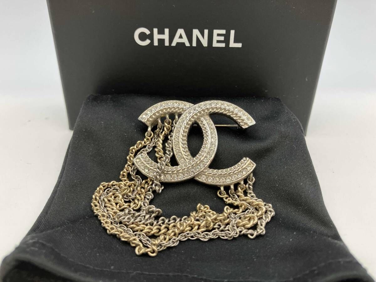 CHANEL 楽1番 CHANEL シャネル ブローチ／ココマーク／ラインストーン／33.98g／箱