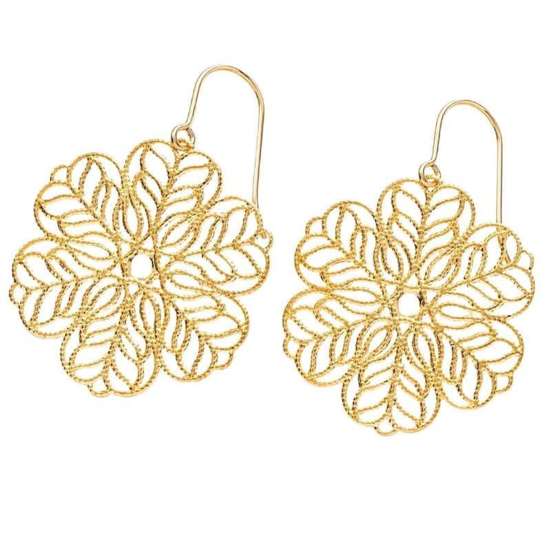 Accessories Salt ピアス レディース K14GF 金属アレルギー対応 軽量 フラワー 透かし ゴールド 大ぶり 揺れる 上品 フックピアス 0